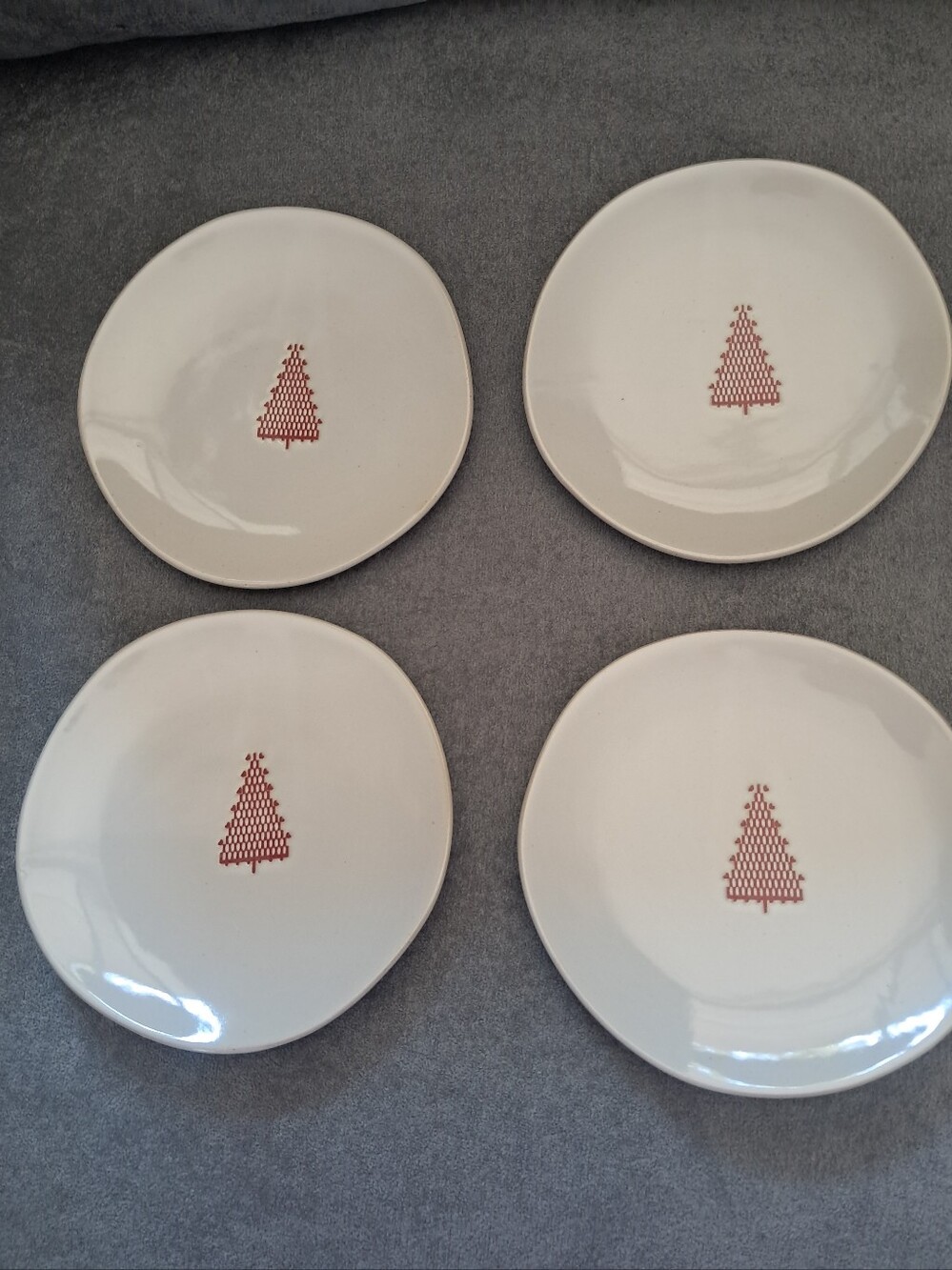Hearth And Home By Magnolia Christmas Holiday Tree Ceramic Plate Set Qty 4